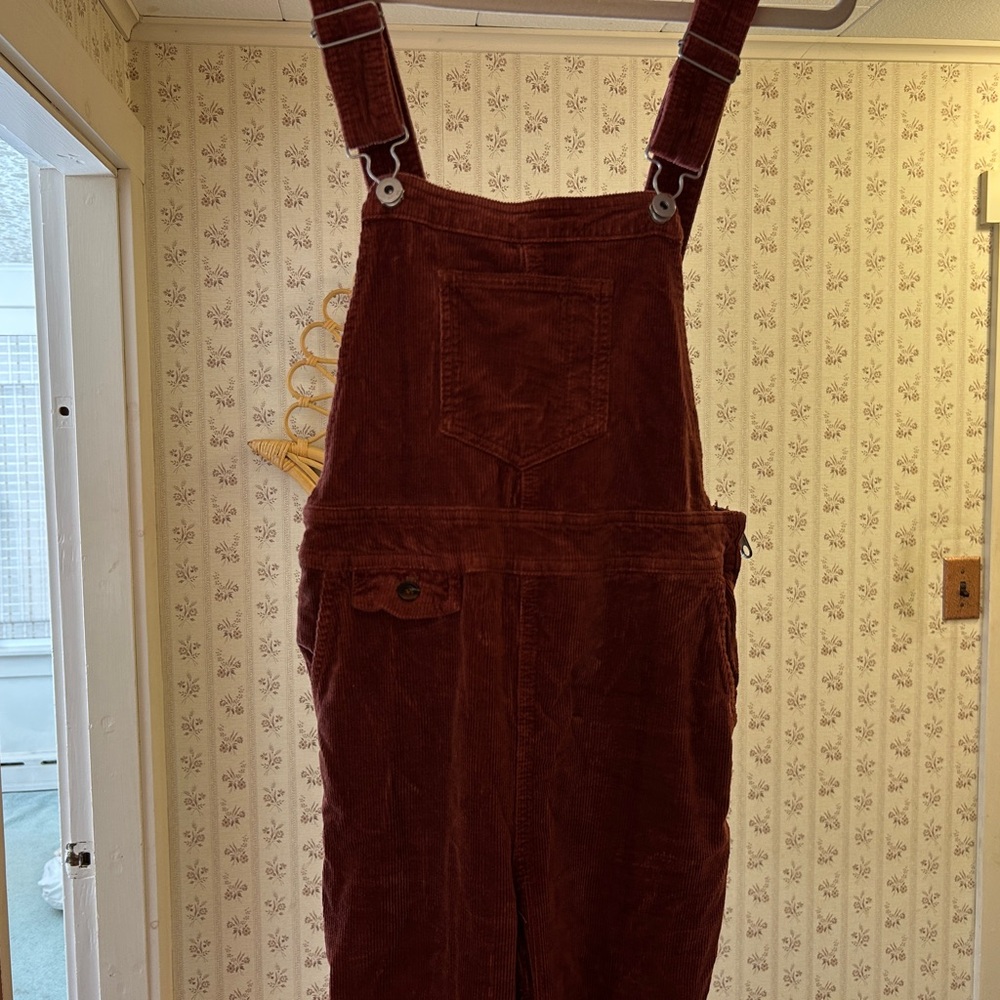Anthropologie Corduroy Overalls in Deep Burgundy